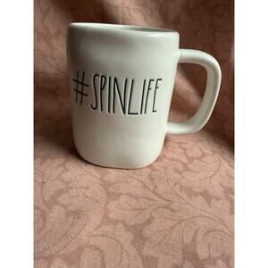 Rae Dunn #SPINLIFE Mug Large Letter Farmhouse, Fun Irregular Shape
